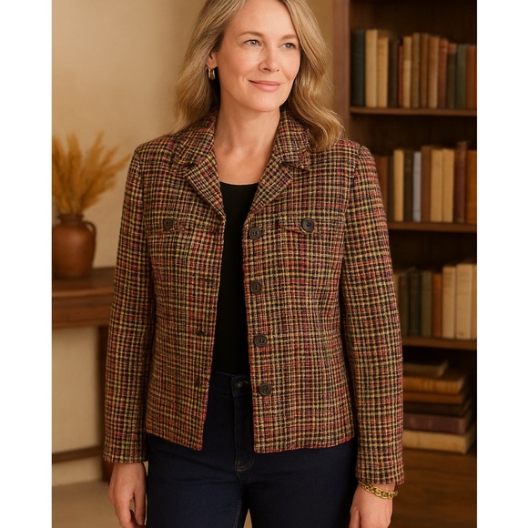 Christopher & Banks Boucle Tweed Blazer Jacket Multicolor XL Textured Old Money - Picture 1 of 12